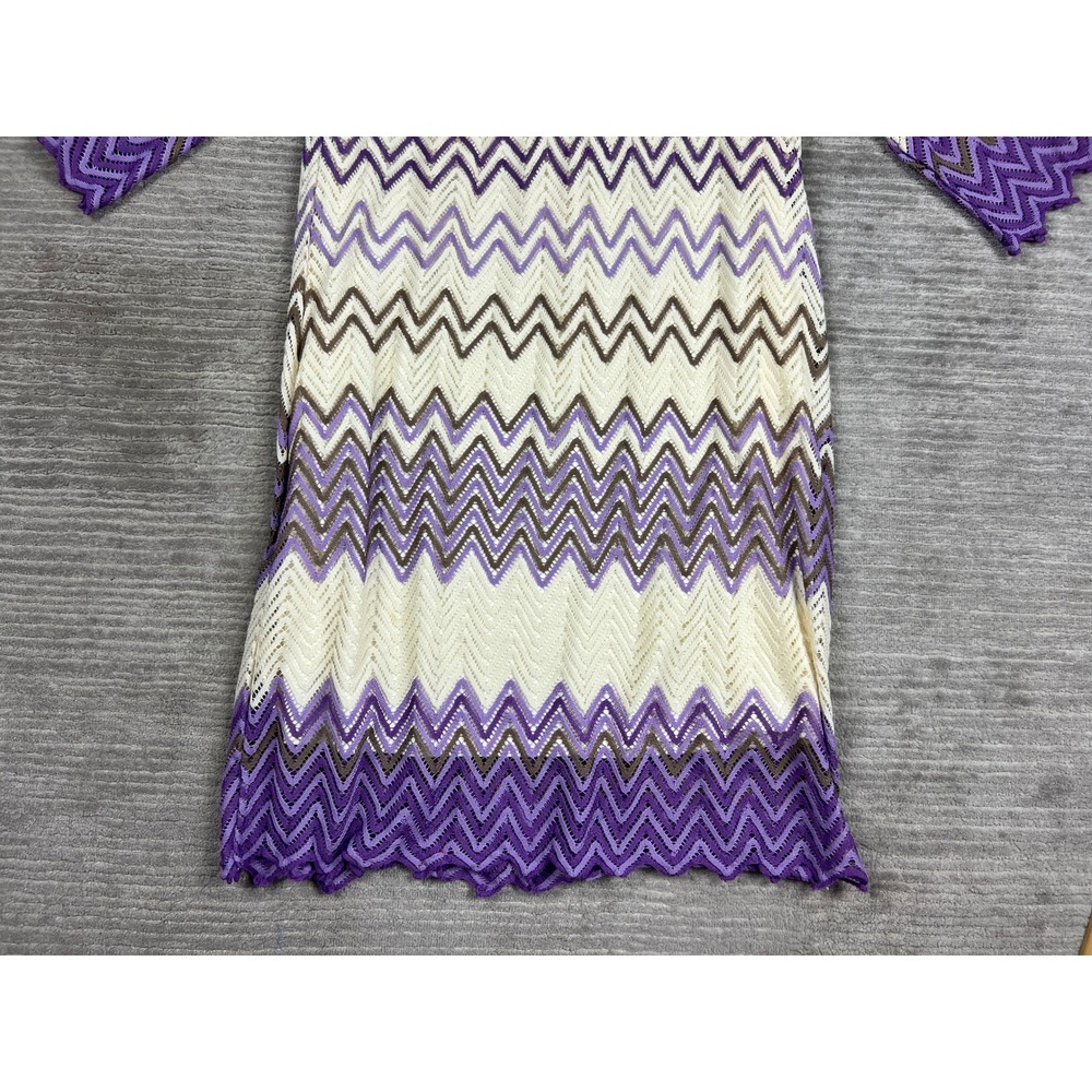 Fresh‎ of LA Dress Womens 3X Purple Chevron Crochet Knit 3/4 Sleeve Shift KD4647 - Picture 3 of 14